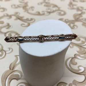 14k Antique Art Filigree Deco Bar Brooch